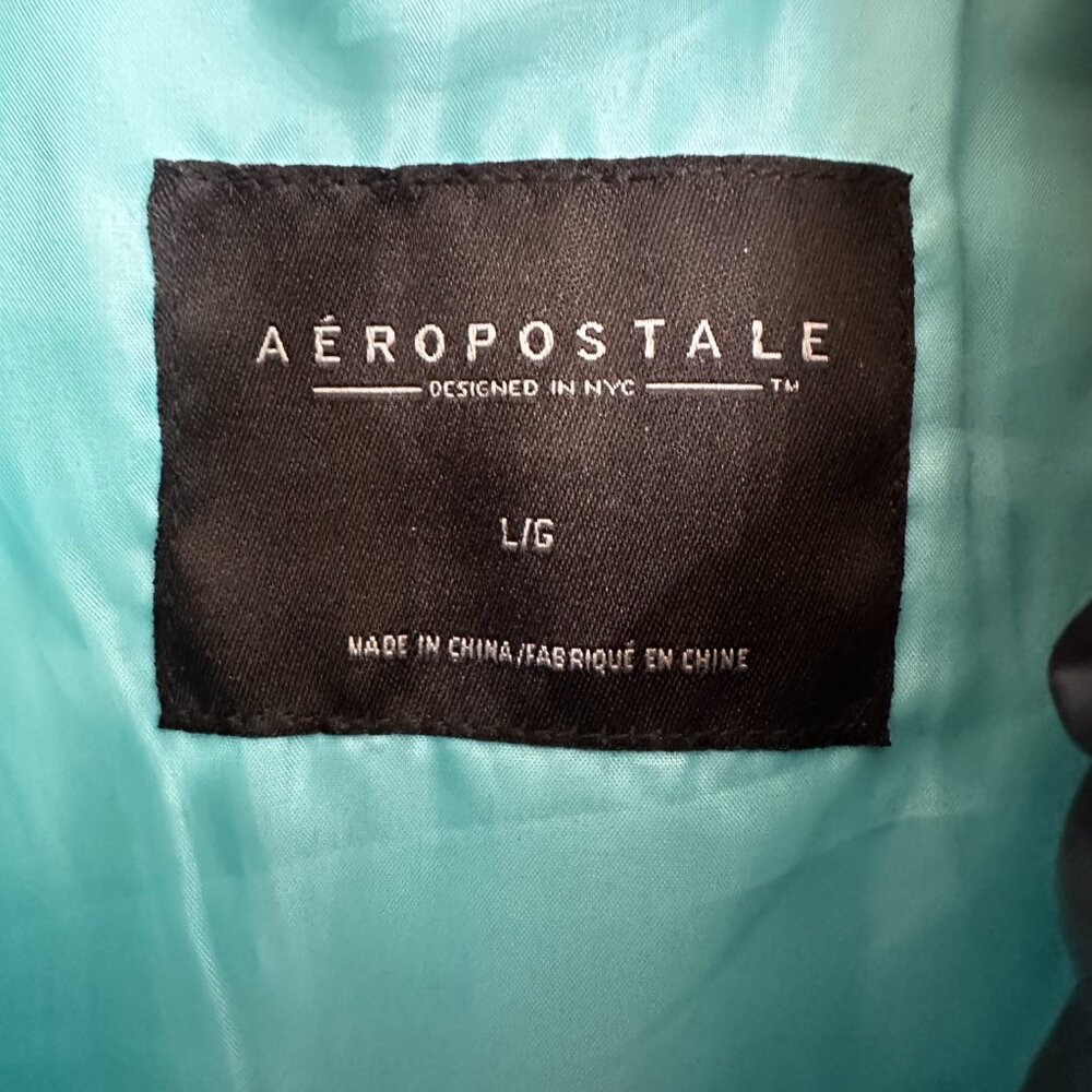 Aeropostale Navy Quilted Puffer Vest L Aqua Lined Lightweight Layering - Picture 8 of 9